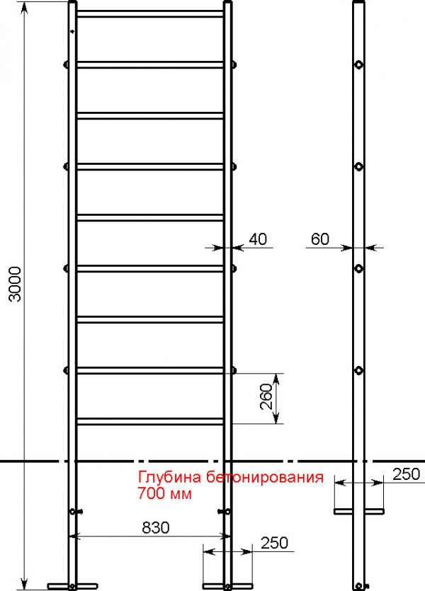 Профессиональная шведская стенка Kampfer KSW professional Outdoor (синий/красный)
