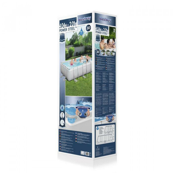 Каркасный бассейн Bestway Power Steel 404х201х100см, 6478л, песч.фил.-нас. 2006л/ч, лестница, попл.-дозатор