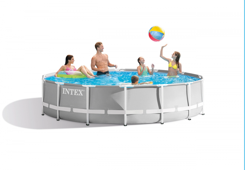Каркасный бассейн Intex Prism Frame 457х107см, 14614л, фил.-насос 3785л\ч, лестница, тент, подстилка