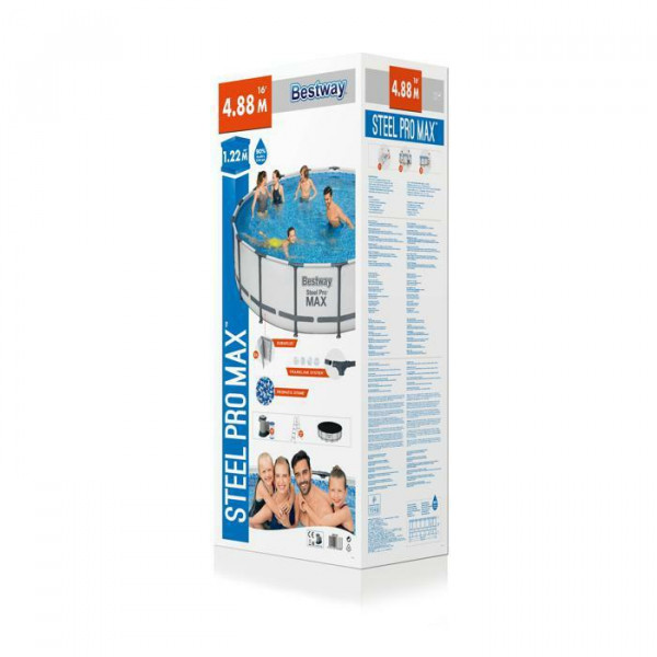 Каркасный бассейн Bestway Steel Pro Max 488х122см, 19480л, фил.-насос 5678л/ч, лестница, тент