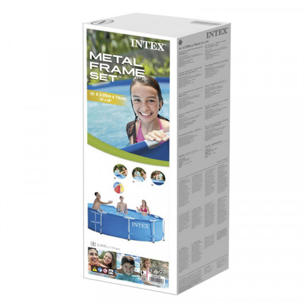 Каркасный бассейн Intex Metal Frame 305х76см, 4485л, фил.-насос 1250л/ч (28202)