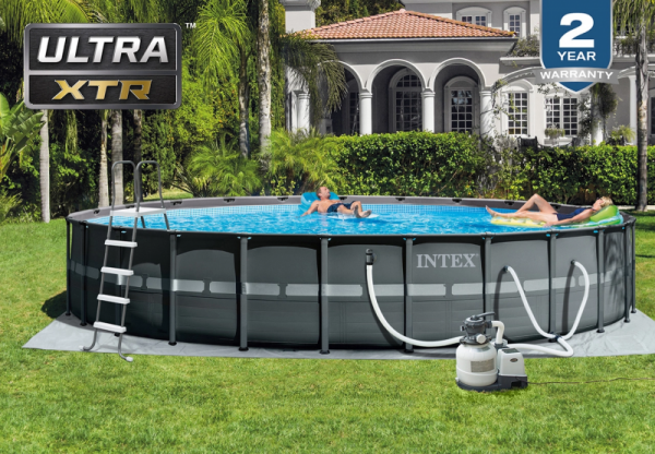 Каркасный бассейн Intex Ultra XTR Frame 732х132см, 47241л, песч.фил.-нас. 10500л/ч, лестница, тент, подстилка