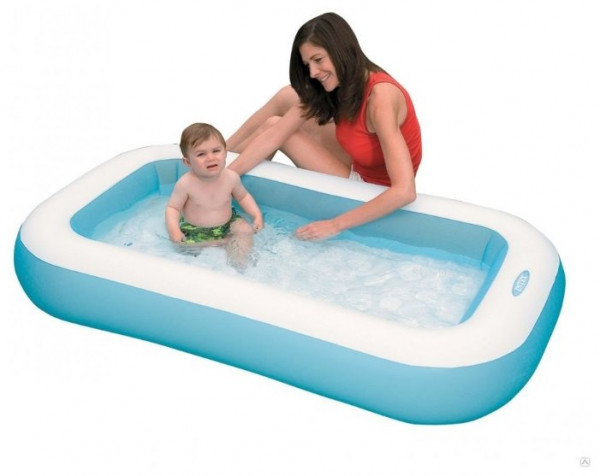 Детский надувной бассейн Intex 166х100х25см, с надувным дном, 90л, от 2 лет