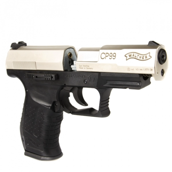 Пистолет пневматический Walther СР 99 (никель с чёрной рукояткой)