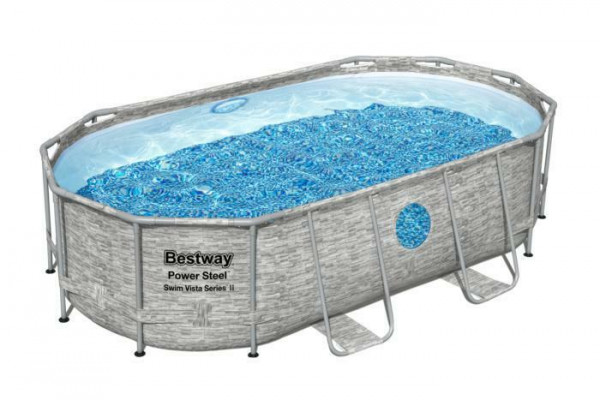 Каркасный бассейн Bestway Power Steel 427х250х100см "Ротанг" 7250л, фил.-нас. 2006л/ч, лестн, тент, попл-доз
