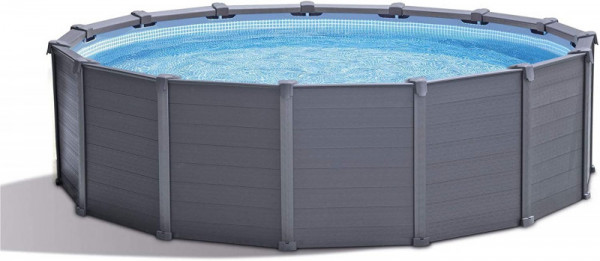Каркасный бассейн 478х124см Intex "Graphite Gray Panel" 16805л, песч.фил.-нас. 4500л\ч, лестн, тент, подстилка (26384)