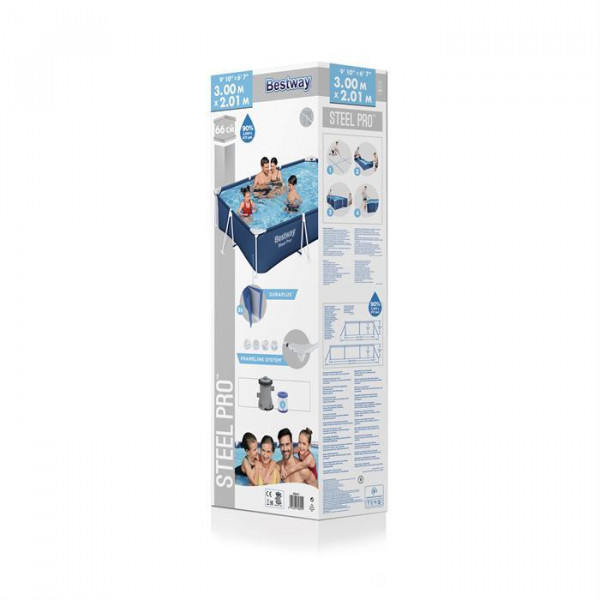 Каркасный бассейн Bestway Steel Pro 300х201х66см, 3300л, фил.-насос 1249л/ч (56411 BW)