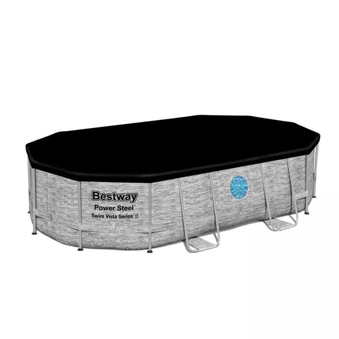 Каркасный бассейн Bestway 488х305х107см "Ротанг" 7250л, песч.фил.-нас. 3028л/ч, лестница, тент, попл.-доз (56946 BW)