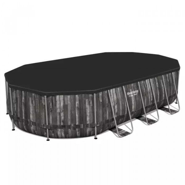 Каркасный бассейн Bestway Power Steel 610х366х122см, 20241л, фил.-насос 5678л/ч, лестница, тент, попл.-доз (5611R BW)