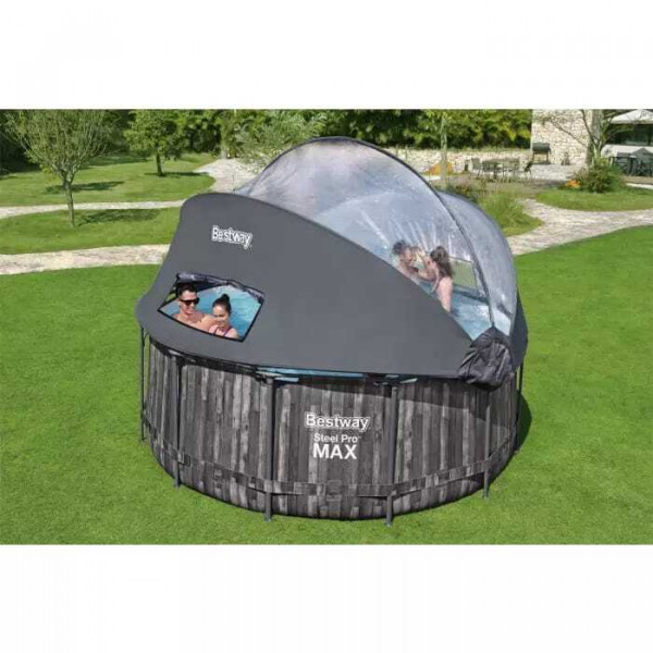 Каркасный бассейн Bestway Steel Pro Max 366х122см, 10250л, с навесом, фил.-насос 2006л/ч, лестница, тент