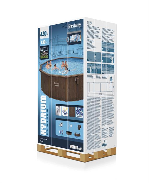 Каркасный бассейн Bestway 488х130см, композитный, 21490л, песч.фил.-нас. 5678л\ч, лестн, тент, подст, дисп.