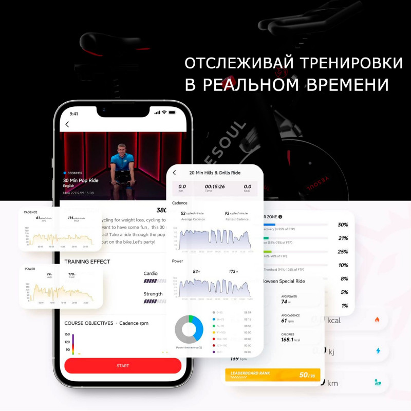 Велотренажер Yesoul Smart M1 WHITE с нагрудным пульсометром